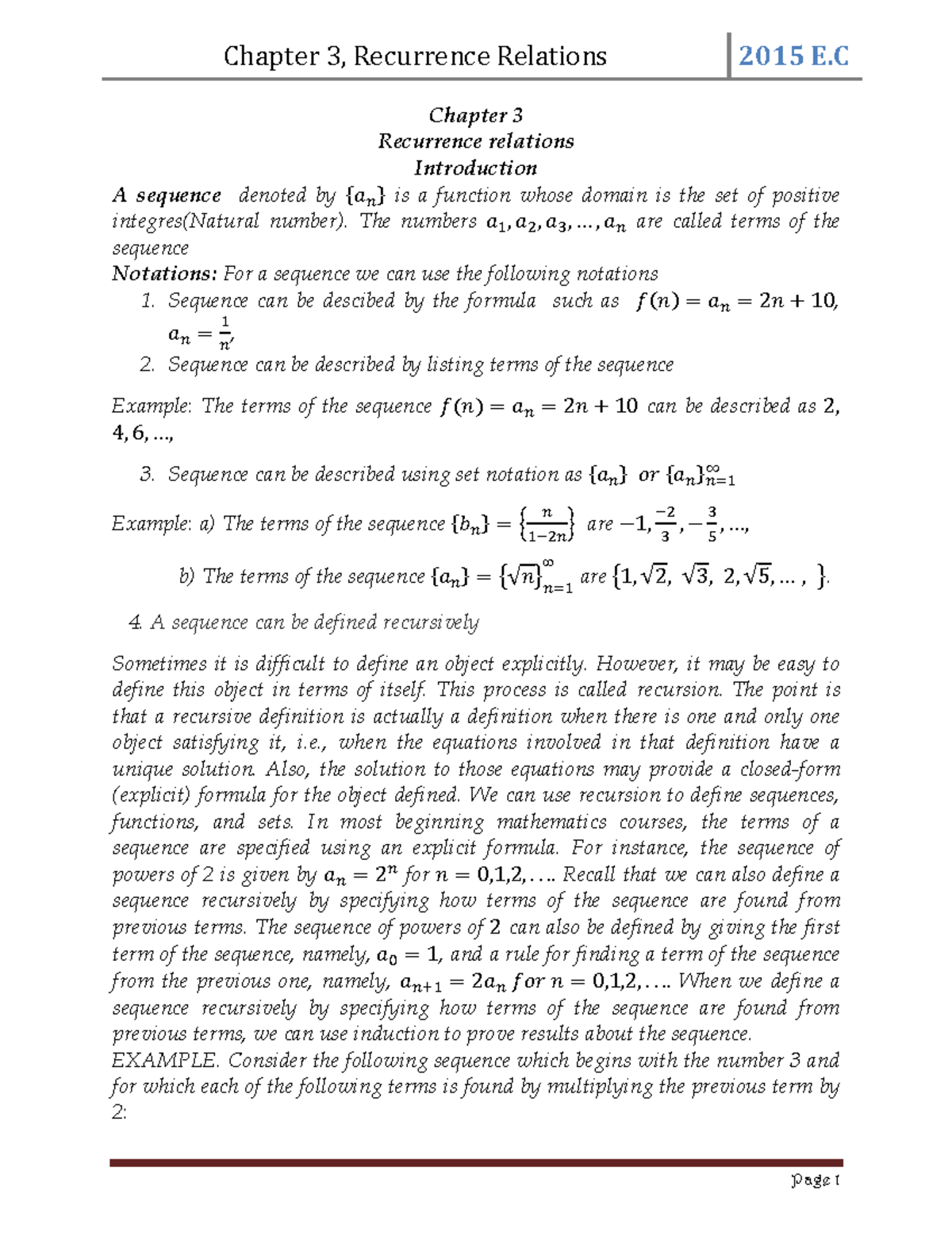 Chapter Three new - the perfect way of learinng - Chapter 3 Recurrence ...