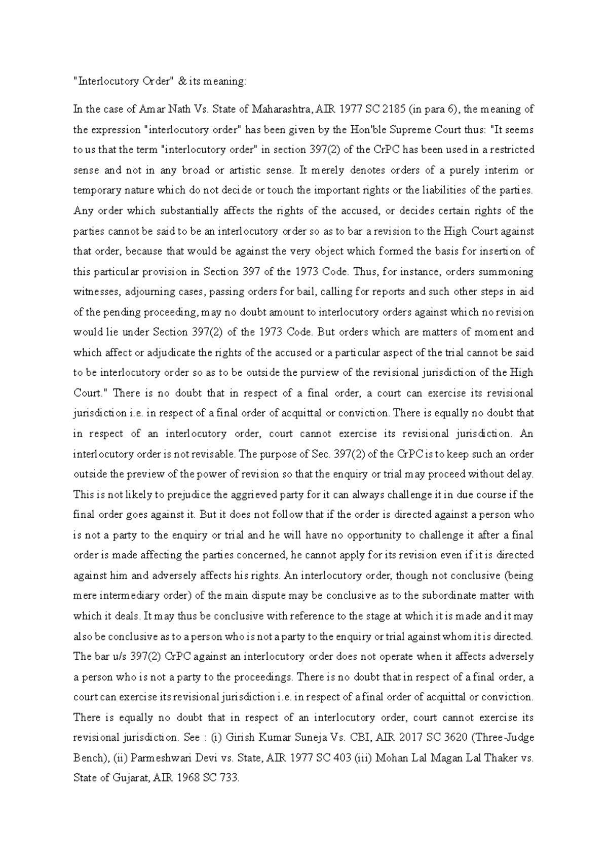 Interlocutory Order - 