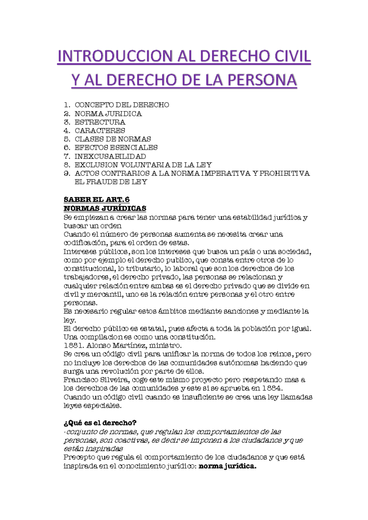 Introduccion AL Derecho Civil Y AL Derecho DE LA Persona - INTRODUCCION ...