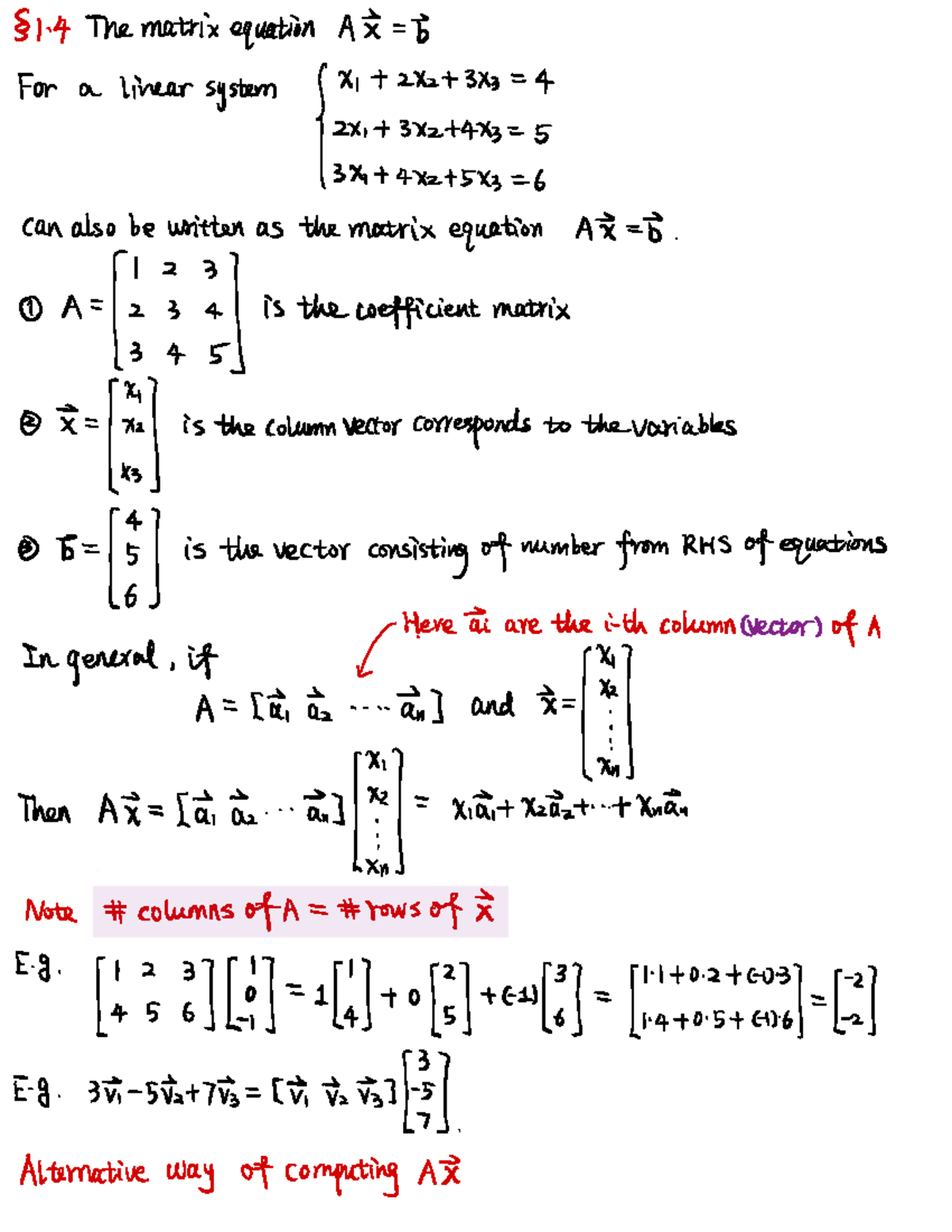 1.4 Matrix Equation Ax = b: Understanding Solutions and Consistency ...