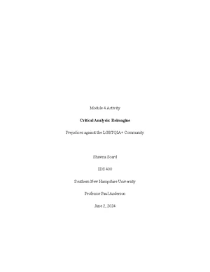 IDS 400 Module 3 Activity: Prejudices Against LGBTQIA+ Community - Studocu