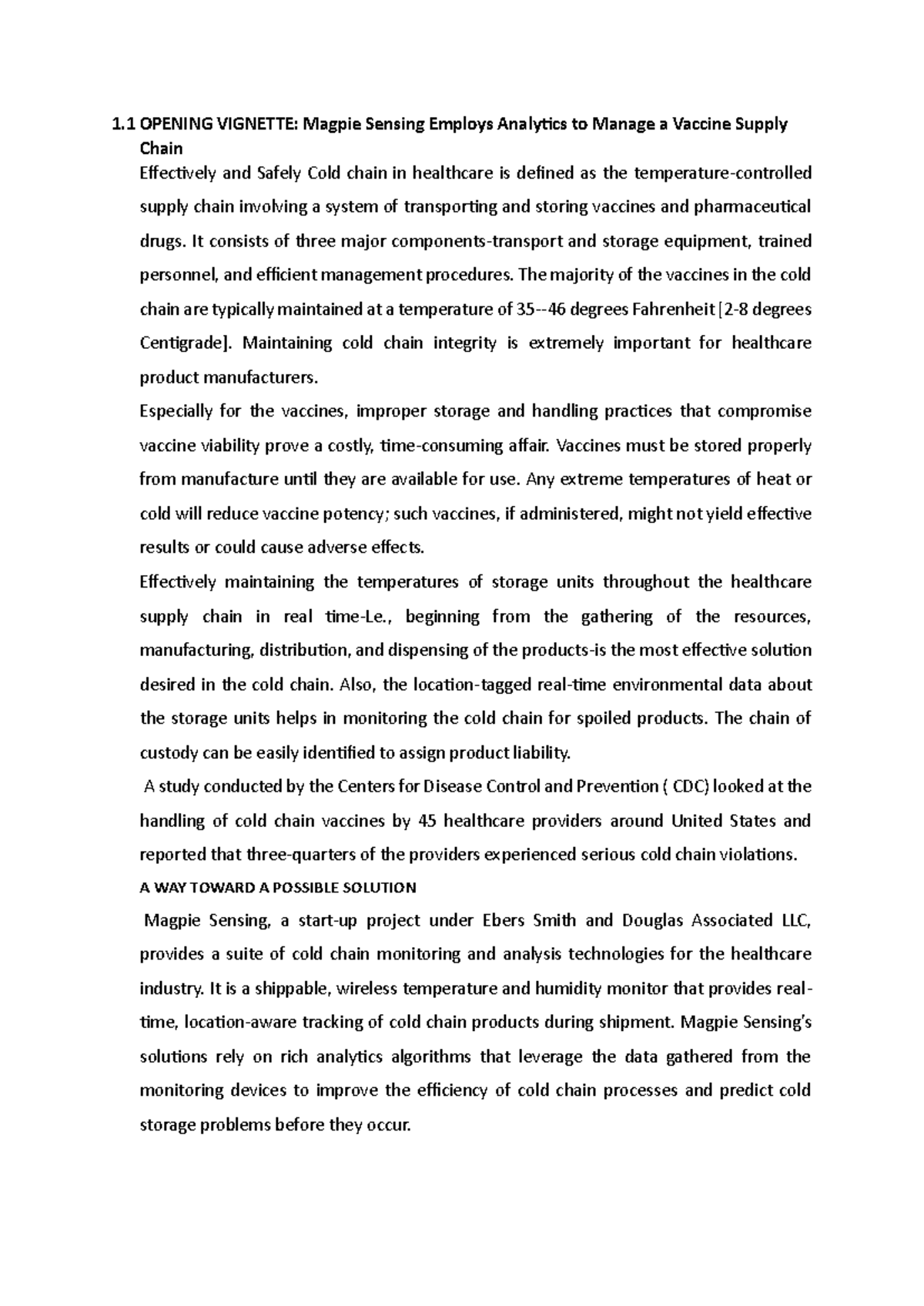 Wsma Unit 1 - Notes: Magpie Sensing & Cold Chain Analytics in ...