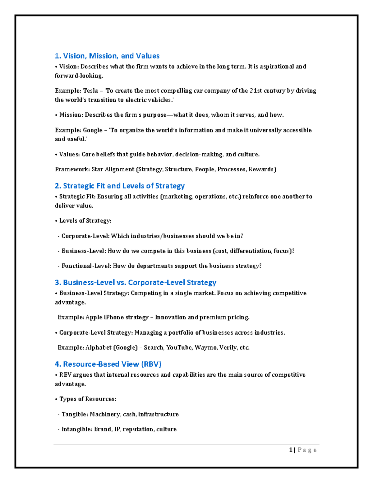 Strategic Management Notes and PY Paper - SM 101 - Studocu