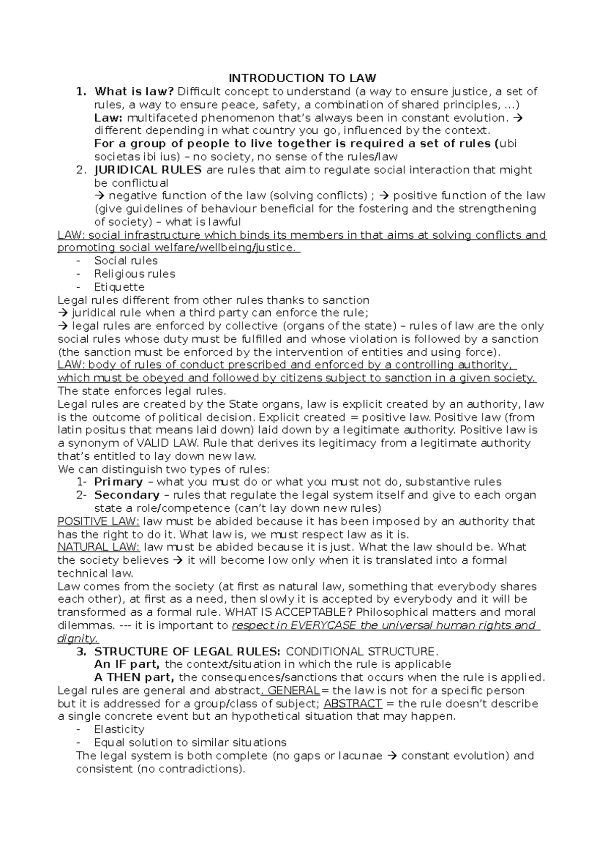 Introduction to Law: Key Concepts and Legal Frameworks - Studocu