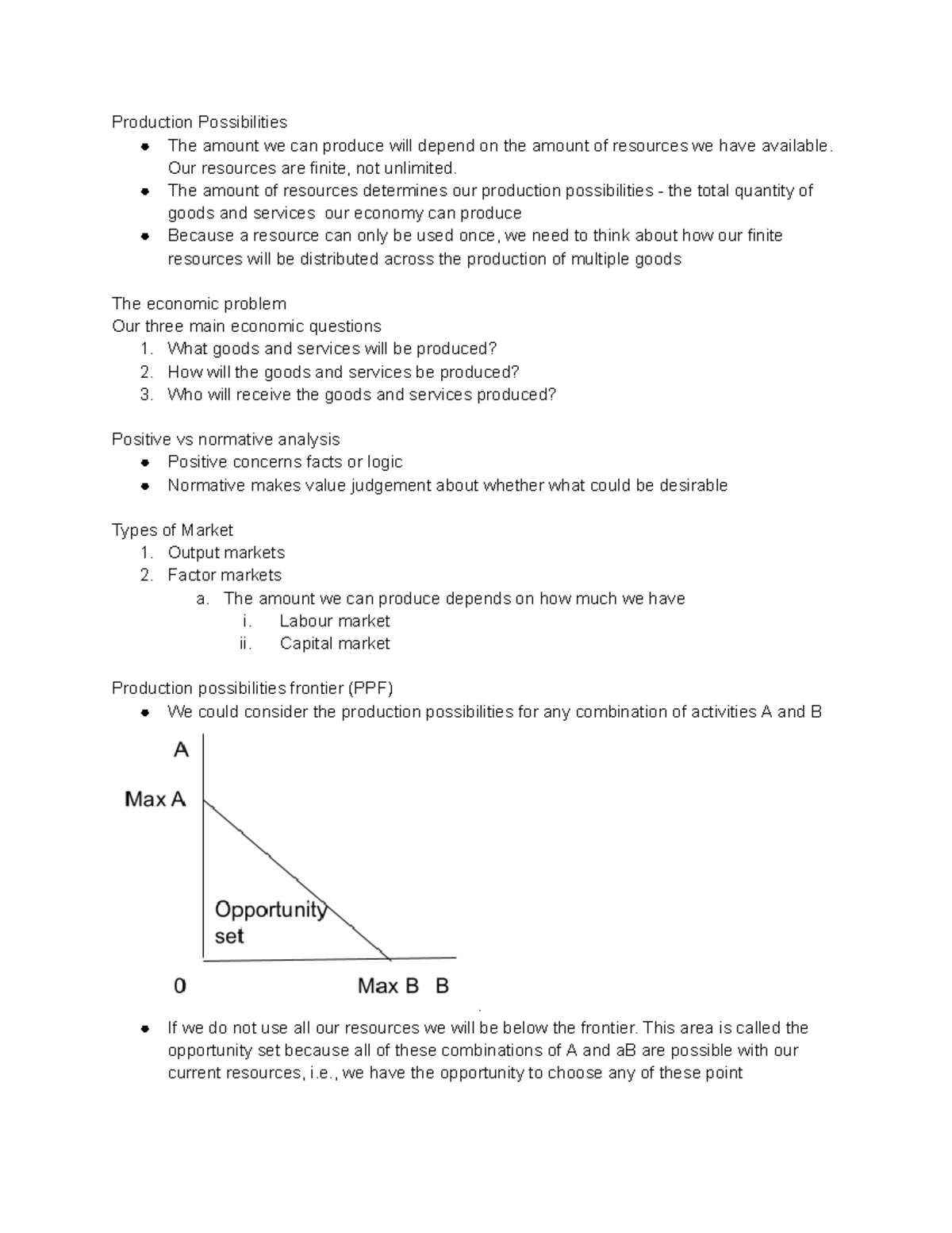 Microeconomics - Chapter 2 Notes on Production Possibilities - Studocu