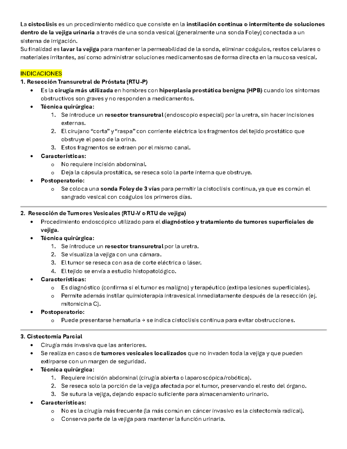 Cistoclisis y Procedimientos Urológicos: Indicaciones y Técnicas - Document Preview