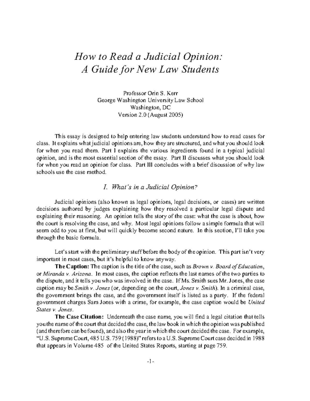 Guidelines for Reading Legal Cases: Insights for Law Students (LAW 101 ...