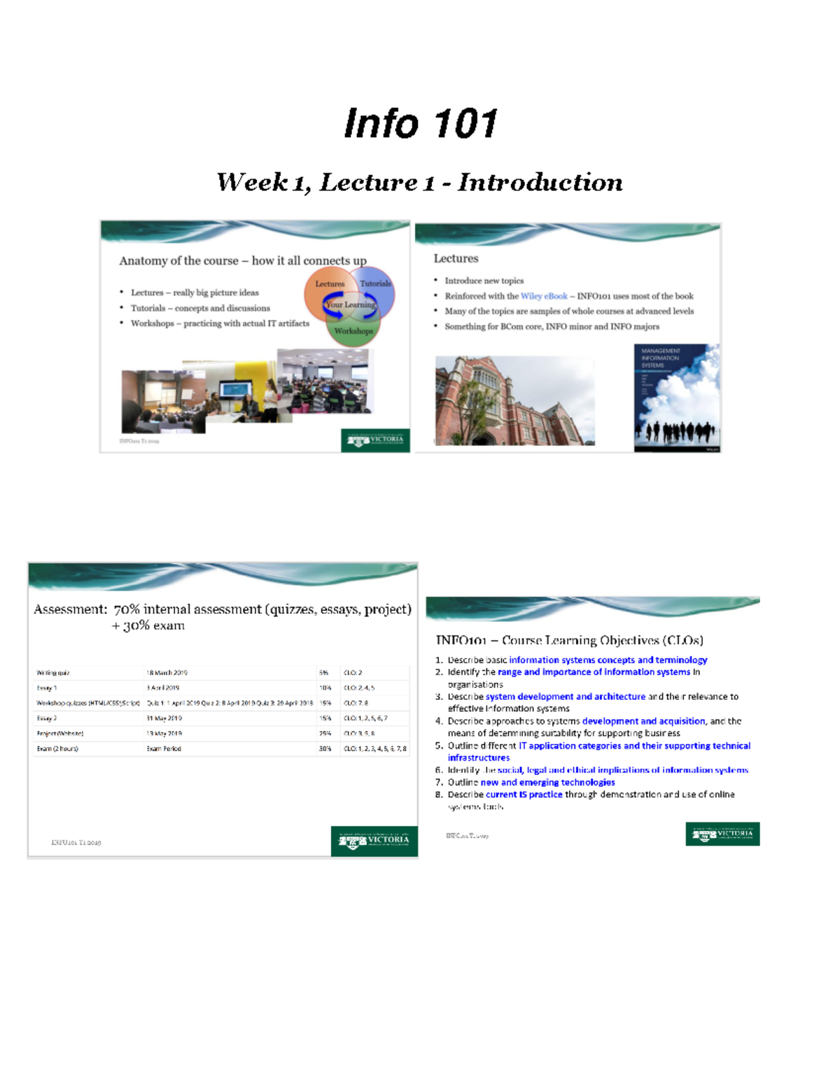 INFO 101 Comprehensive Course Lecture & Tutorial Notes - Studocu
