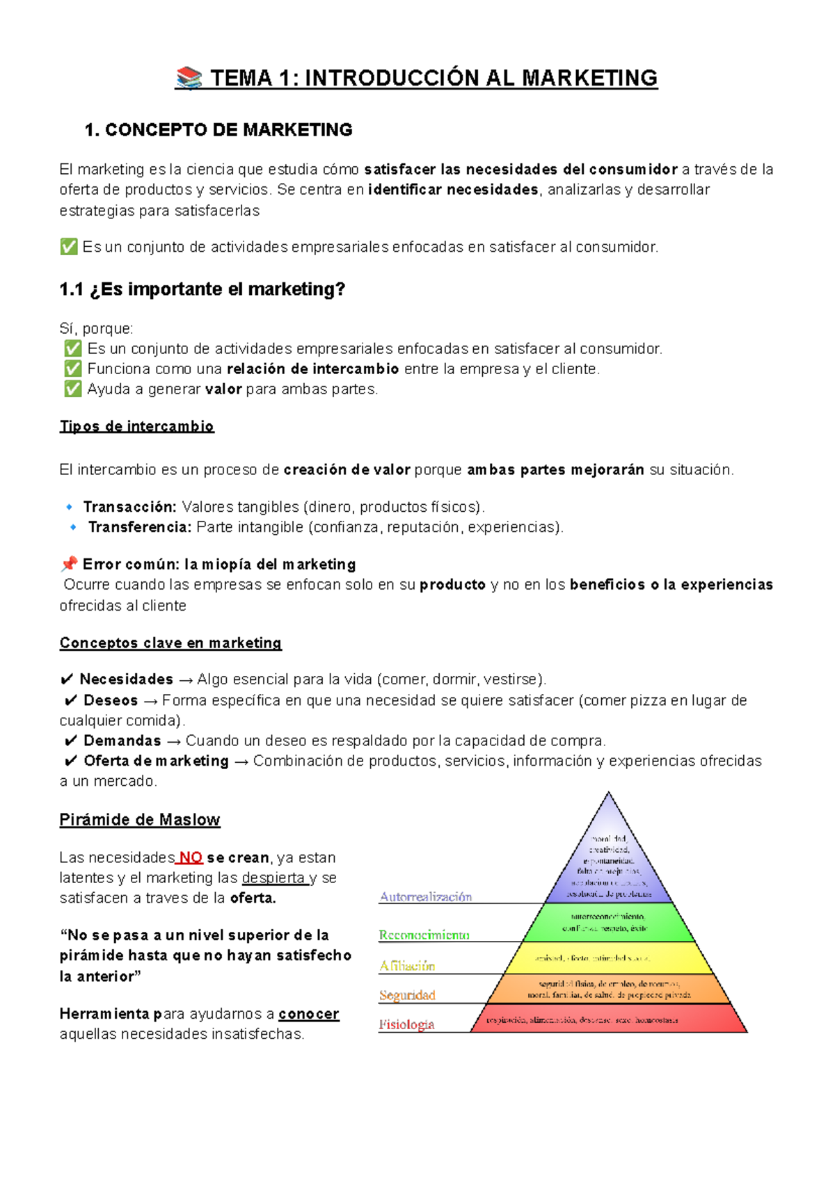 Introducción al Marketing - TEMA 1: Conceptos Fundamentales y Enfoques ...