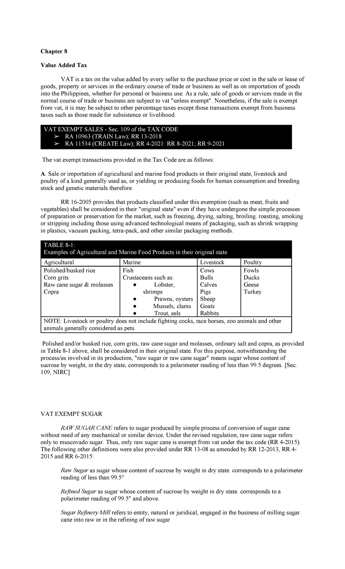CH8 Value Added Tax: Overview and Key Exemptions Explained - Studocu