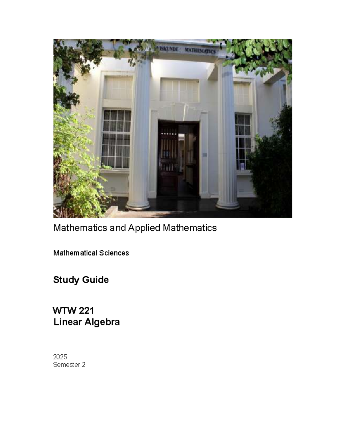 WTW 221 Linear Algebra Study Guide for 2025 Semester 2 - Studocu