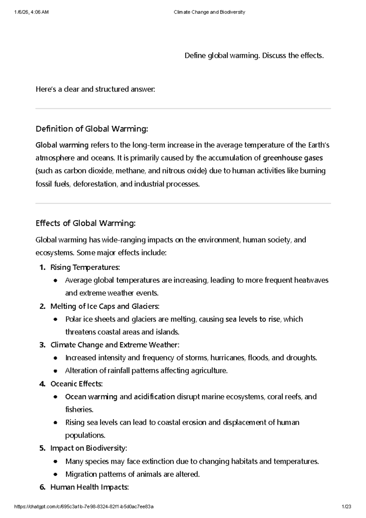 Module 5 - Overview of Climate Change and Biodiversity Impacts - Studocu