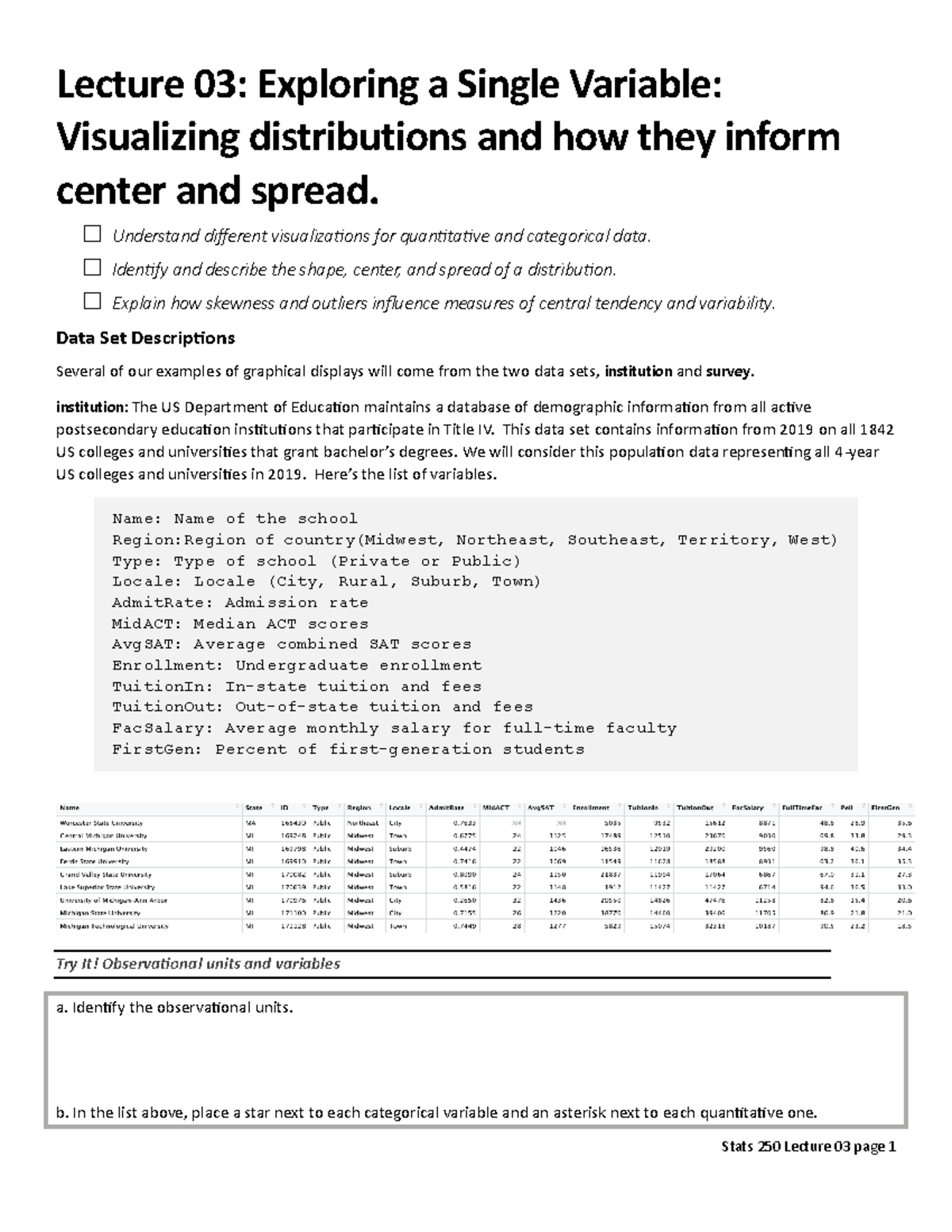 Stats 250 Lecture 03: Visualizing Distributions and Data Analysis ...