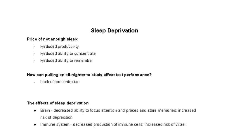 Psychology 101: Effects of Sleep Deprivation on Performance and Health ...