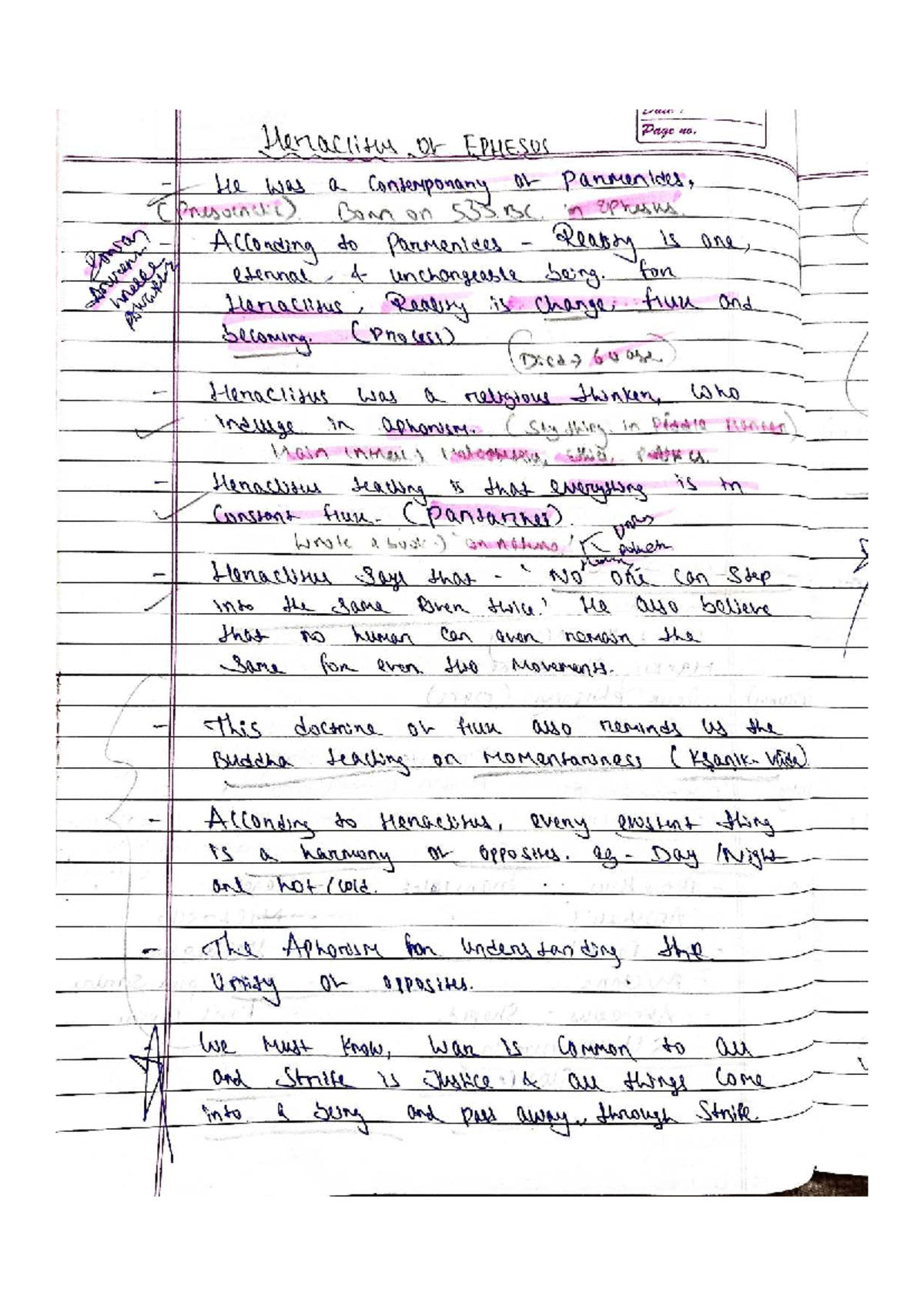 Heraclitus Notes - Greek Philosophy (PHIL 202) Semester 2 - Studocu