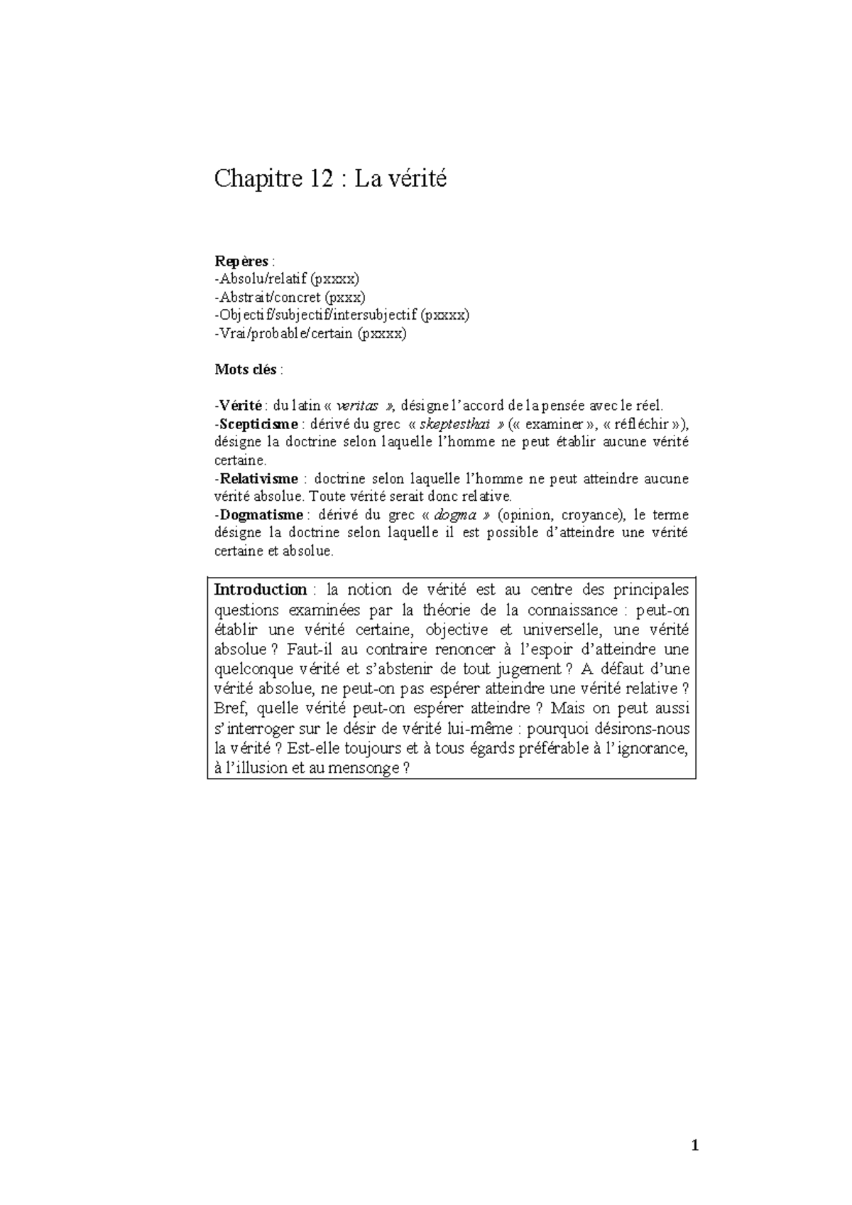Résumé de "La vérité" - Cours de Philosophie pour le Bac (Chapitre 12 ...
