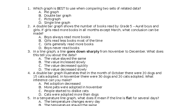 Sample HOTS Questions - Test for Data Representation Analysis - Studocu
