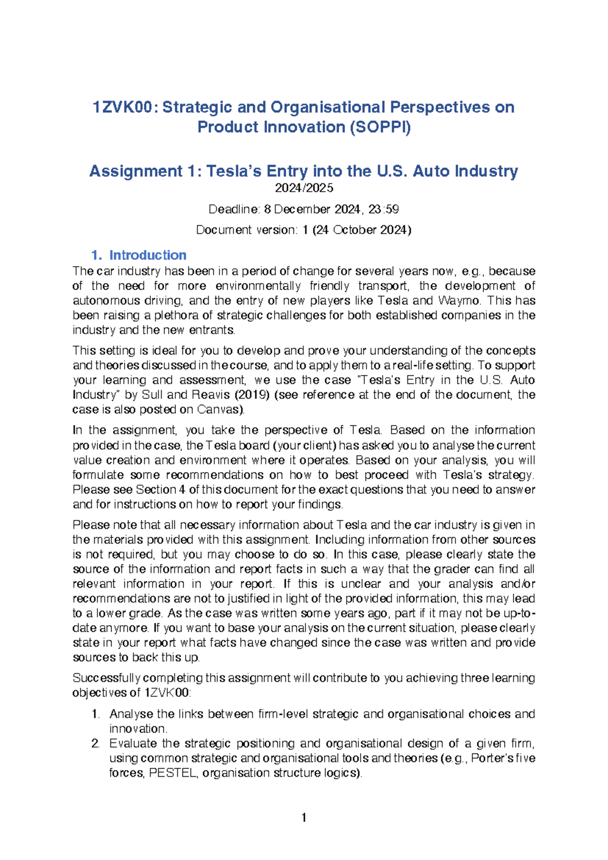 1ZVK00: Assignment 1 - Analysis & Recommendations on Tesla's Strategy ...