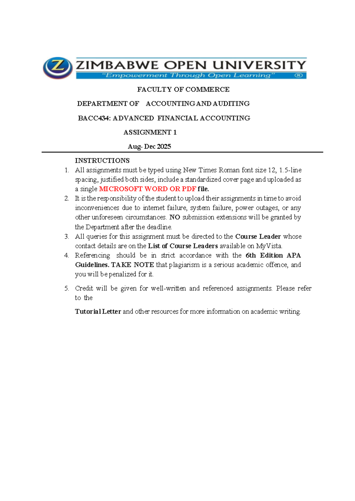 BACC434: Advanced Financial Accounting Assignment 1 Guidelines - Studocu