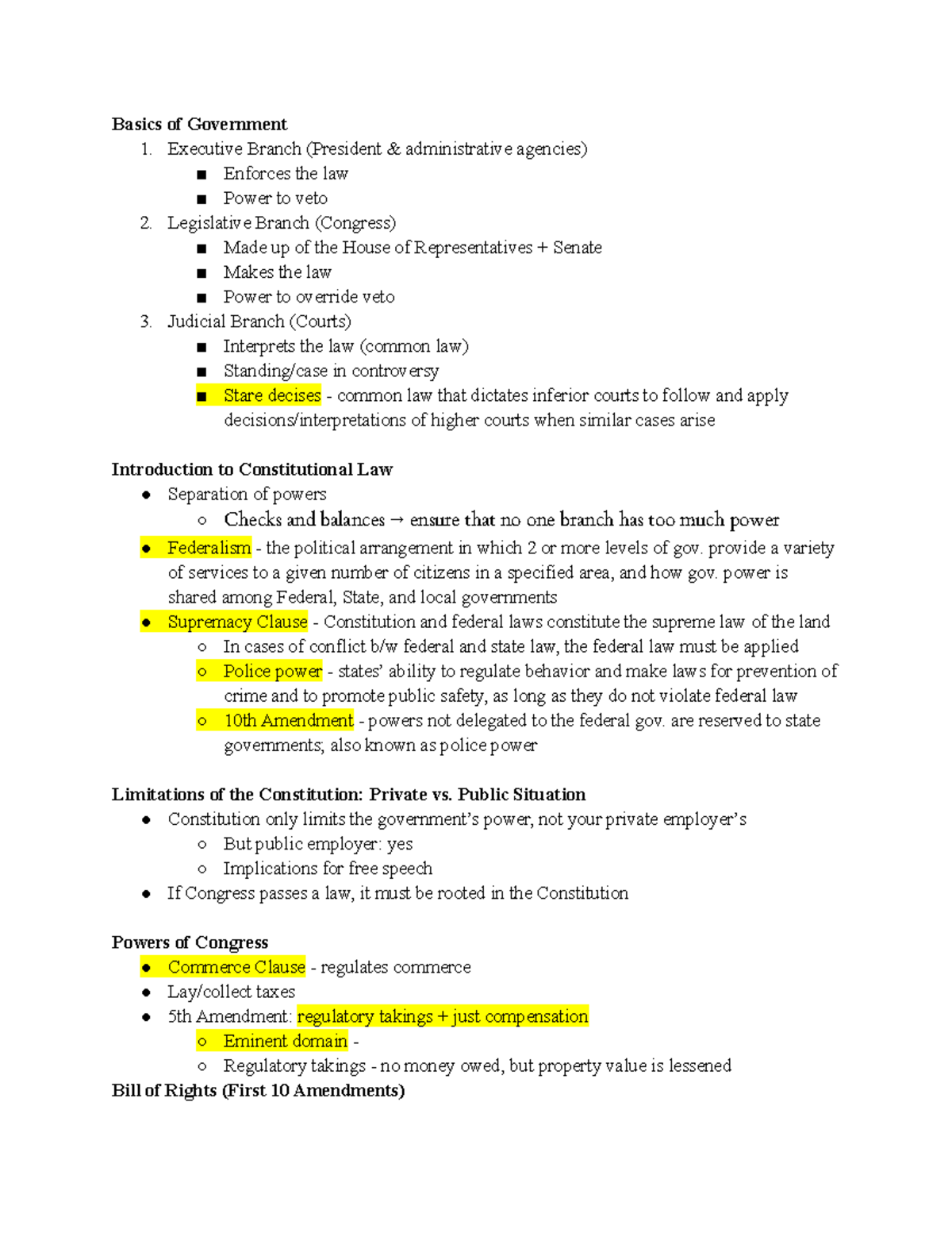 MGMT 200 CLUE Constitutional Law Midterm Study Notes - Studocu