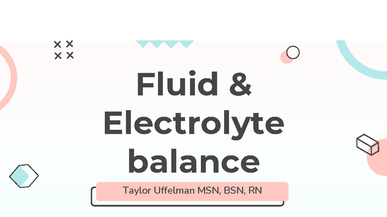 Fluid Electrolyte Balance Study Guide - Nursing Care & Interventions ...