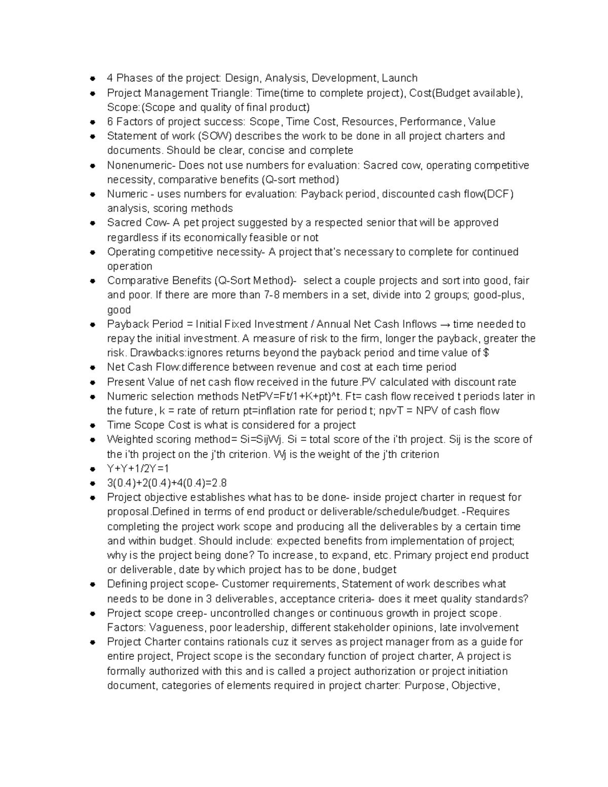 GMS 450 notes - 4 Phases of the project: Design, Analysis, Development ...