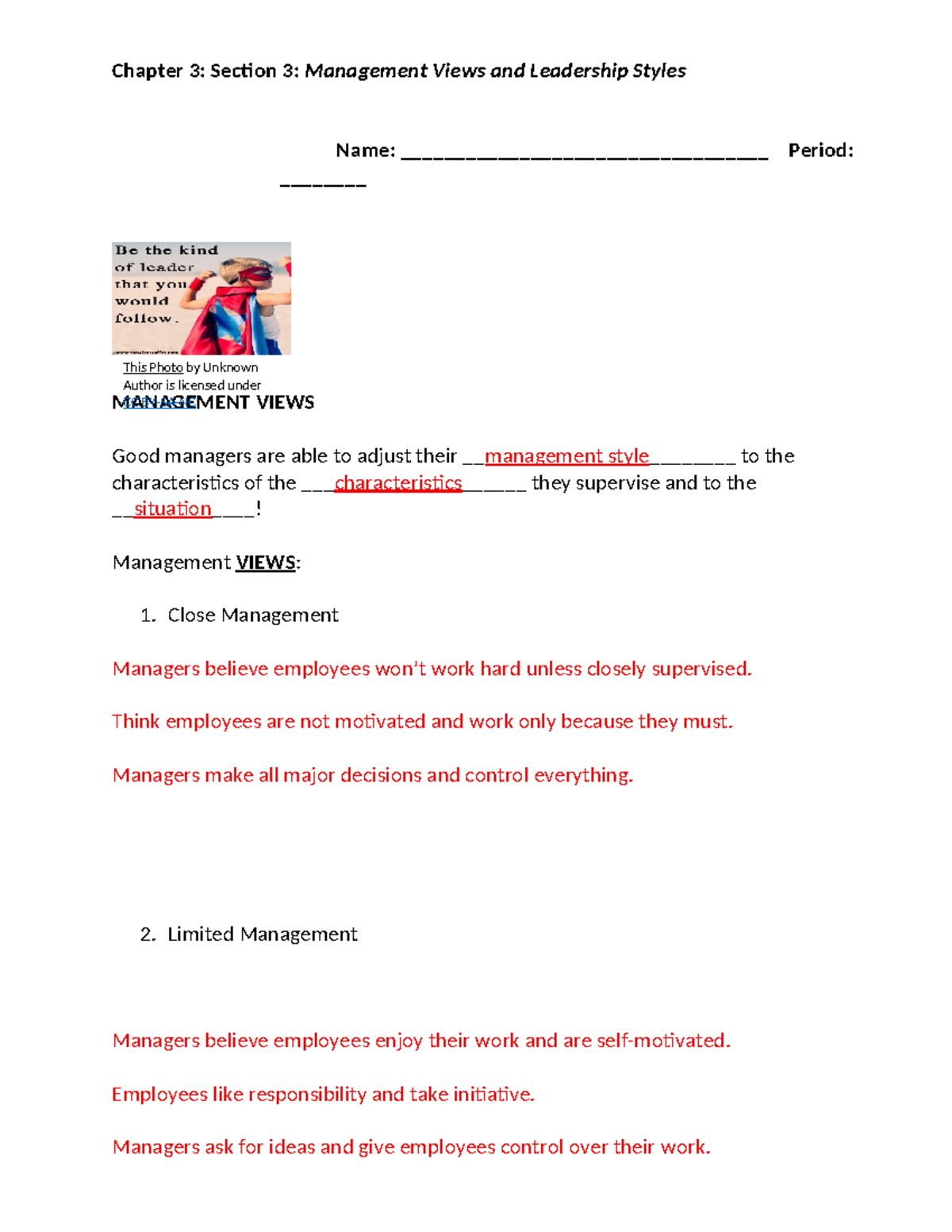 Chapter 3: Management Views & Leadership Styles - Finance - Studocu