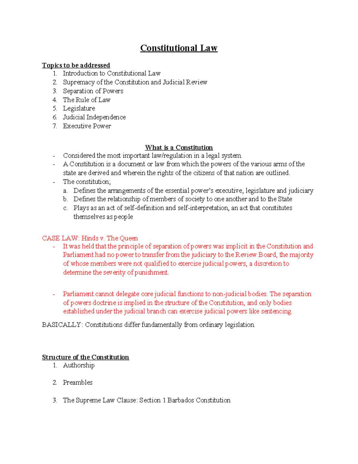 Constitutional Law Notes: Key Topics and Case Studies - Studocu