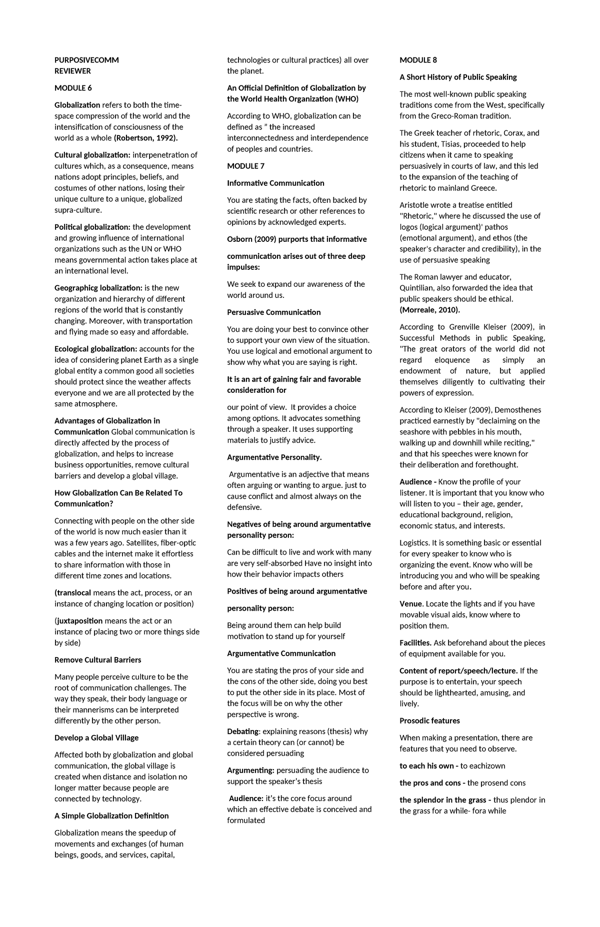 Midterm Reviewer for Purposive Communication (MODULE 6-10) - Studocu