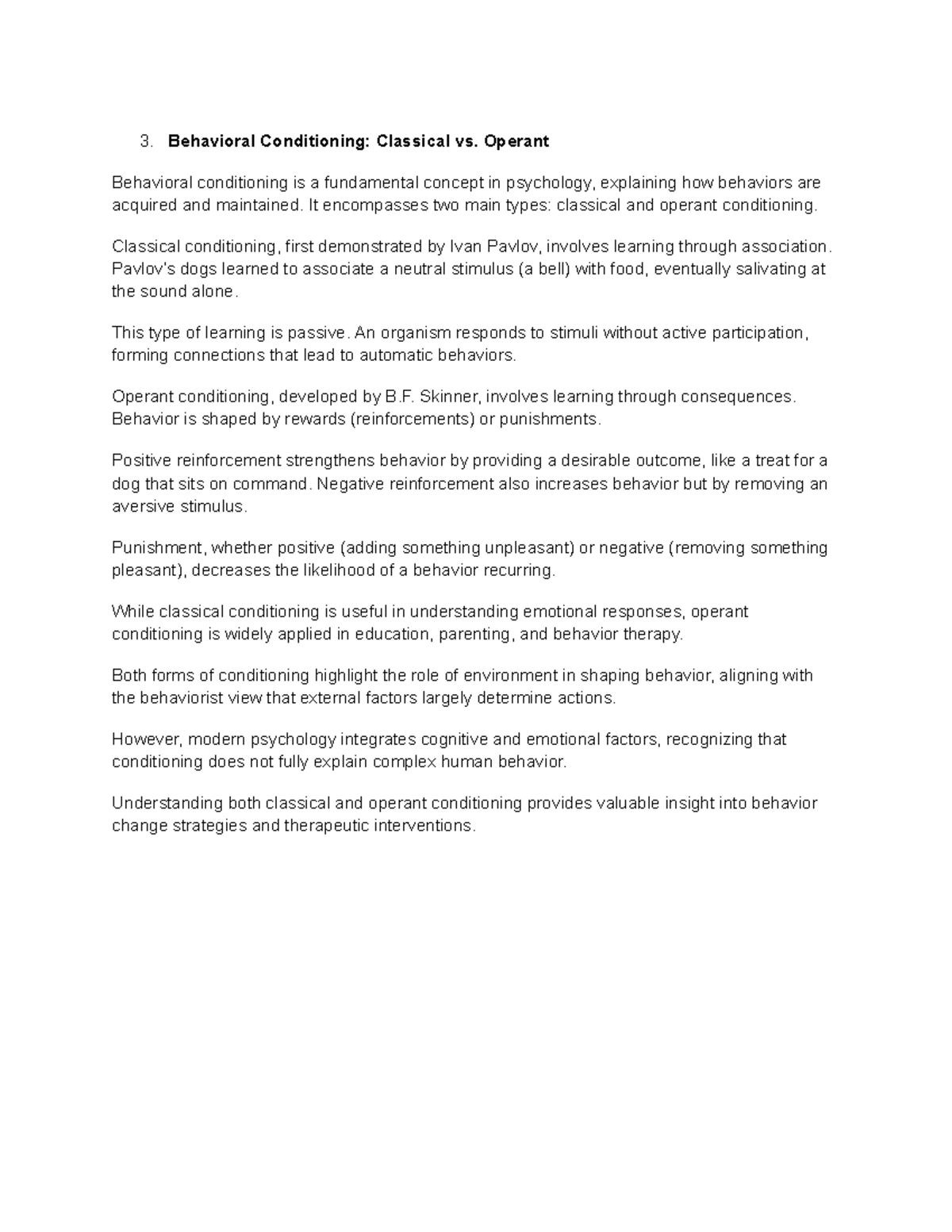 PSY 101: Classical vs. Operant Conditioning in Psychology Concepts ...