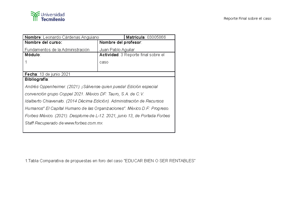Reporte final y cuadro comparativo Educar bien y ser rentable - 1