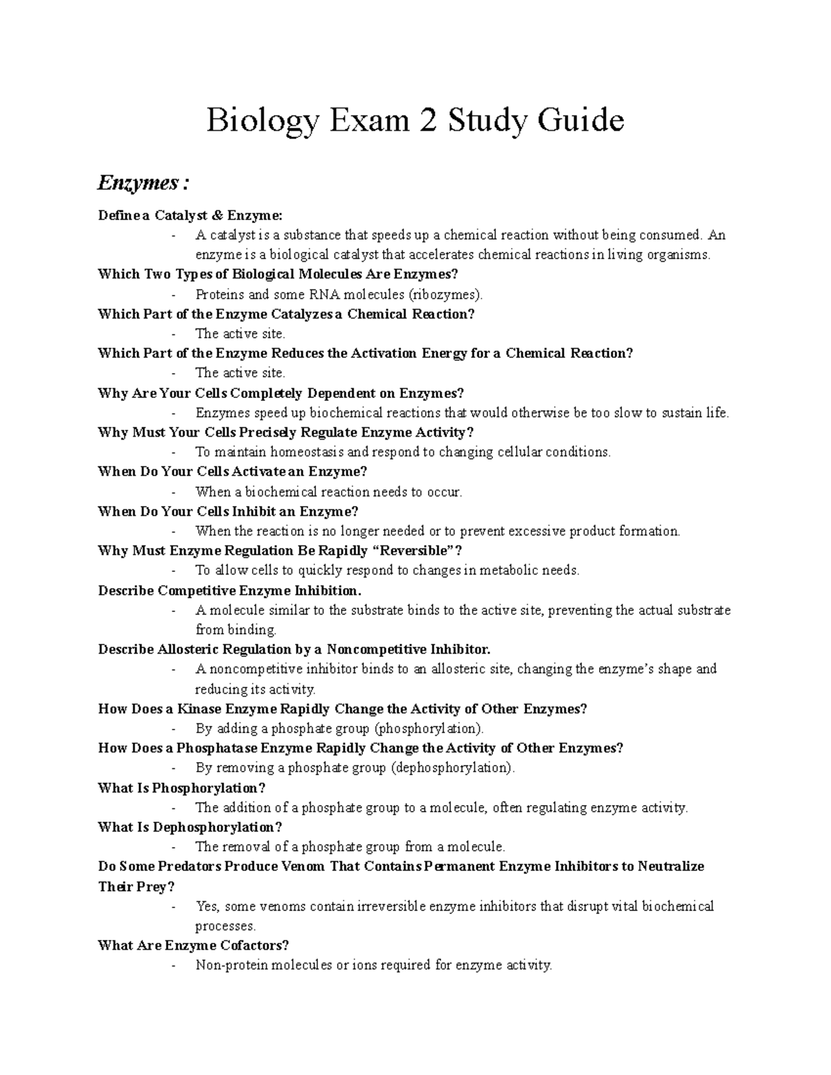 Biology Exam 2 Study Guide: Enzymes, Cell Theory, Apoptosis & Stem ...