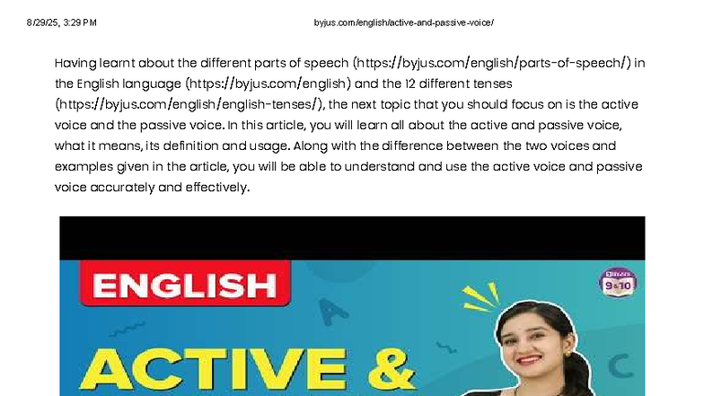 ENG 101: Active and Passive Voice Study Notes - Studocu