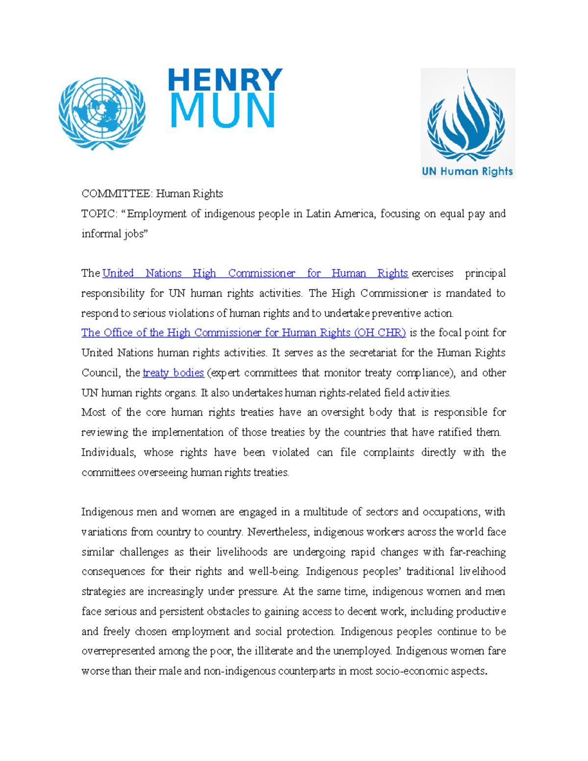 1548348914-Henry MUN Human Rights - COMMITTEE: Human Rights TOPIC ...