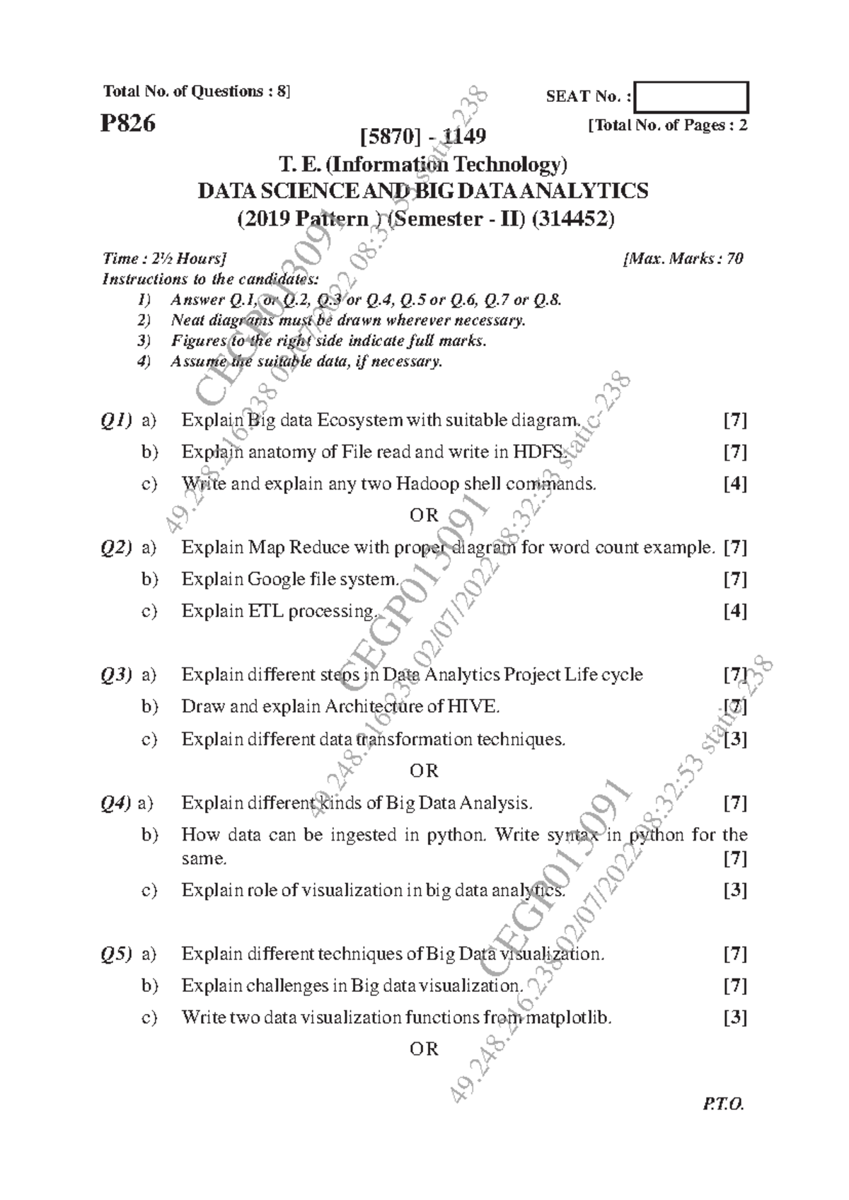 DSBDA 2019 Sem II Endsem Paper - Data Science & Big Data Analytics ...