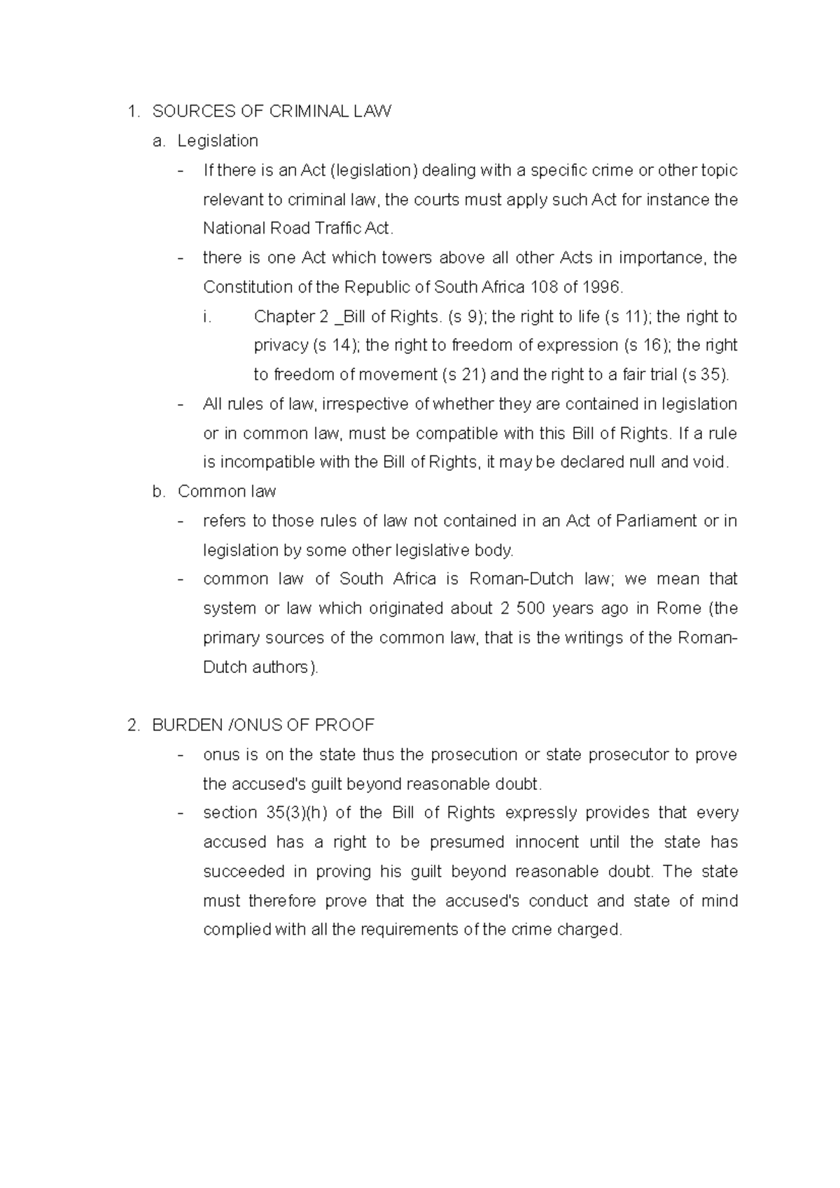 Criminal Law Unit 1 Summary - CRW1501 - Unisa - Studocu