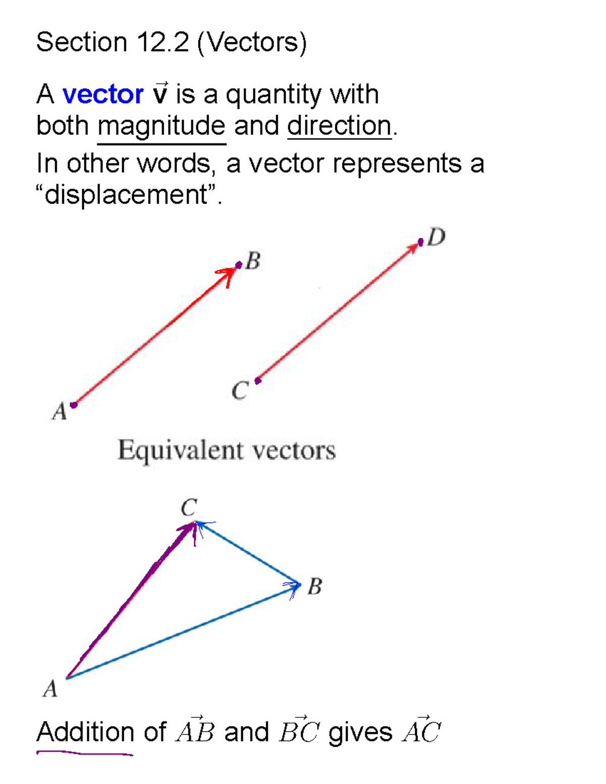 Calc 3 Notes: Section 12.2 - Understanding Vectors and Operations - Studocu