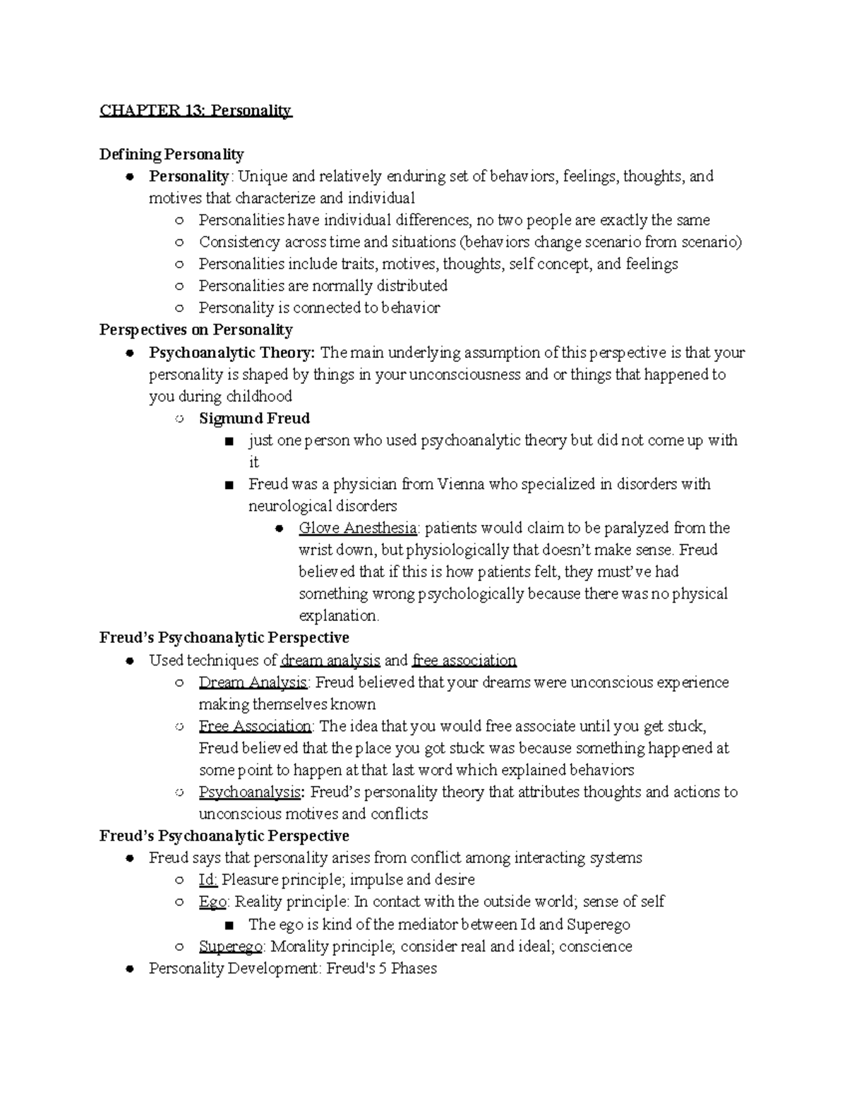 CHAPTER 13: Personality - Overview and Theories - Studocu