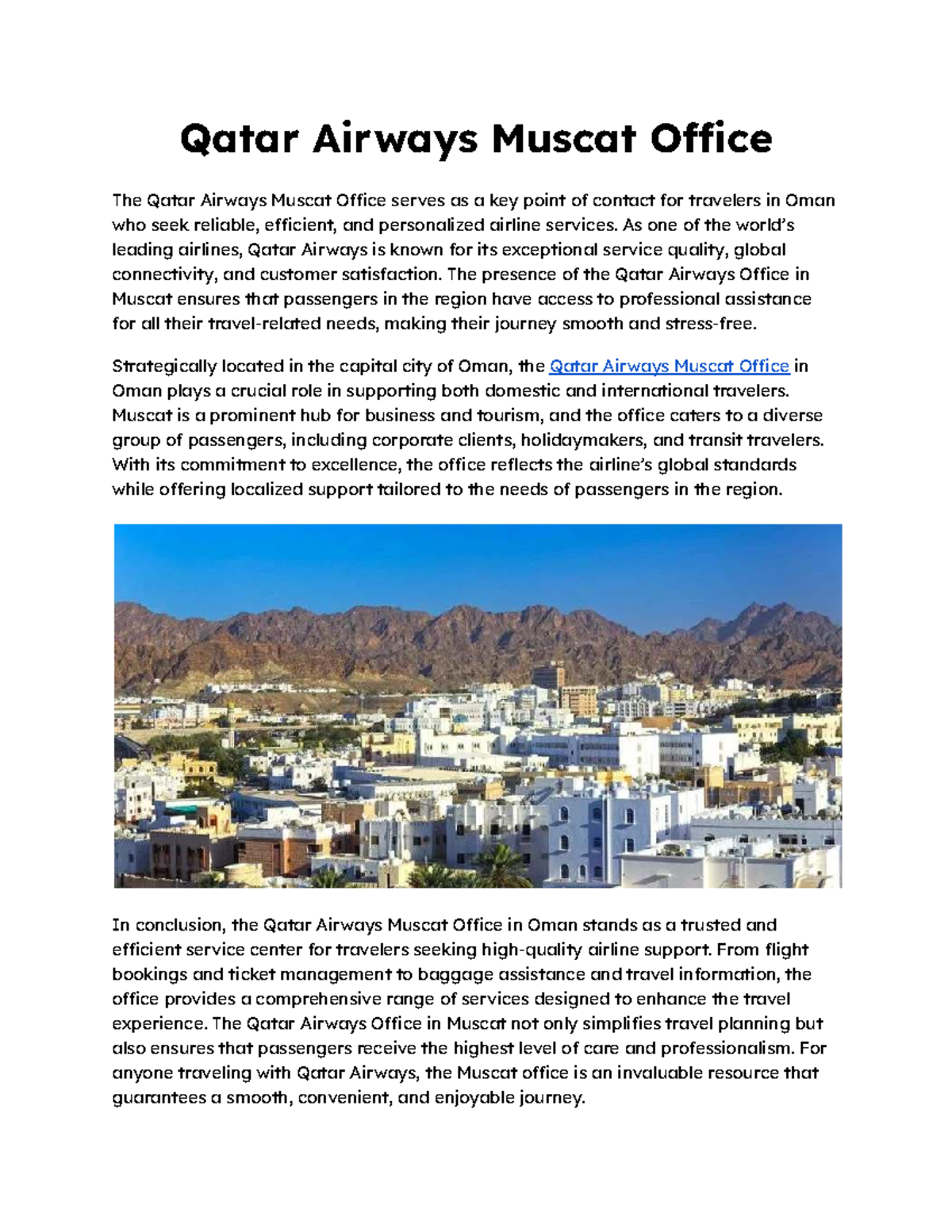 Qatar Airways Muscat Office: Your Travel Support Hub in Oman - Studocu