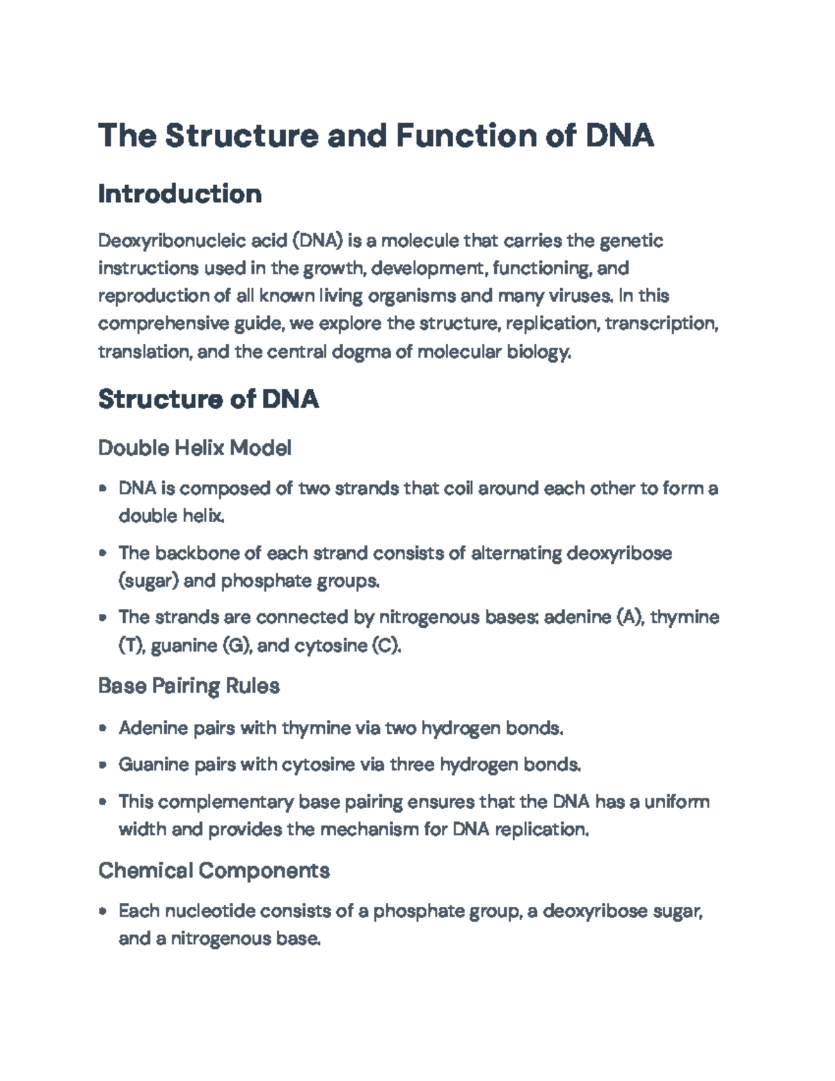 Understanding DNA Structure and Function: A Comprehensive Guide - The ...