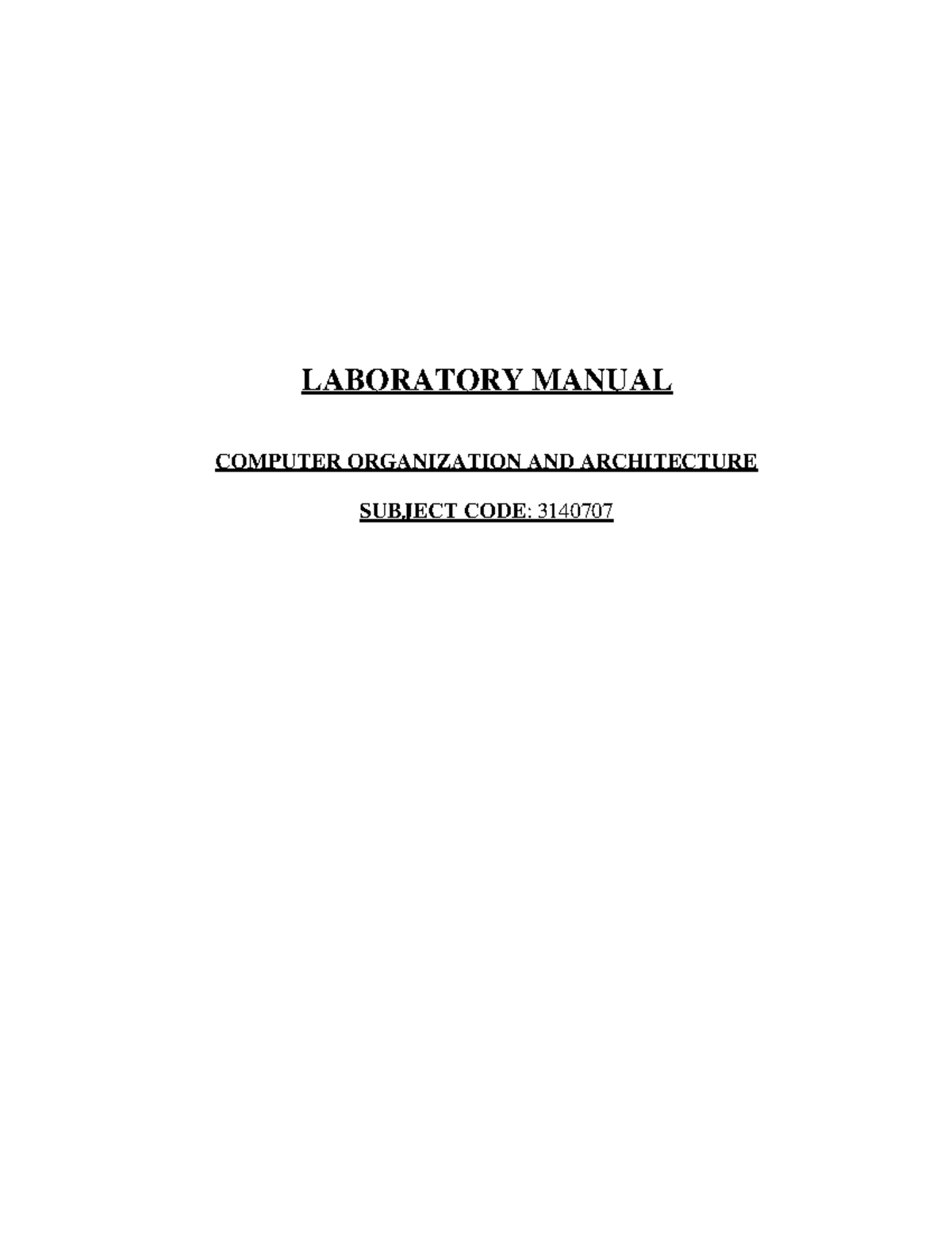 3140707- Computer Organization AND Architecture lab-manual - GTU - Studocu