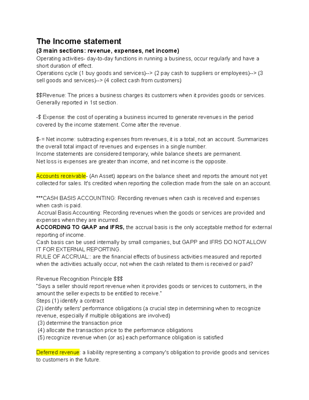 Complete Lecture Notes on Income Statement (Chp 3) - Dr. P - Studocu