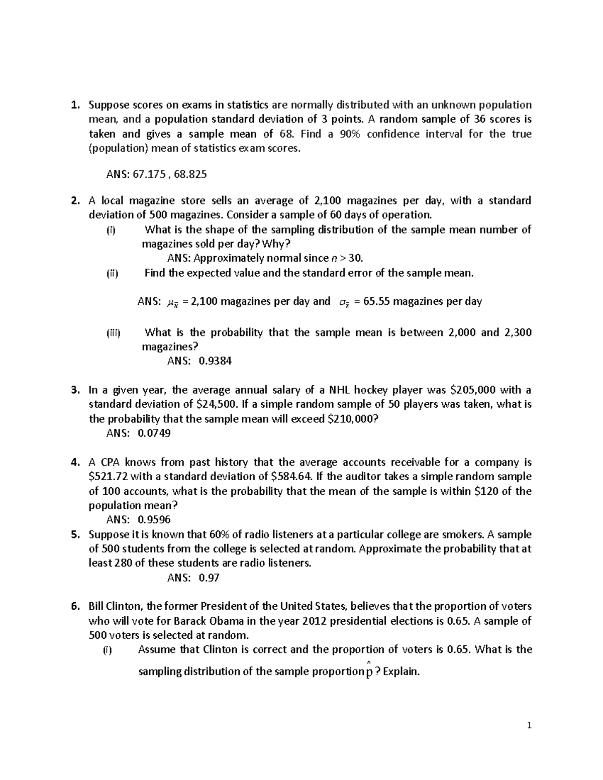 Q&A Nov 2017 - Stat 101 Exam Preparation Notes - Studocu