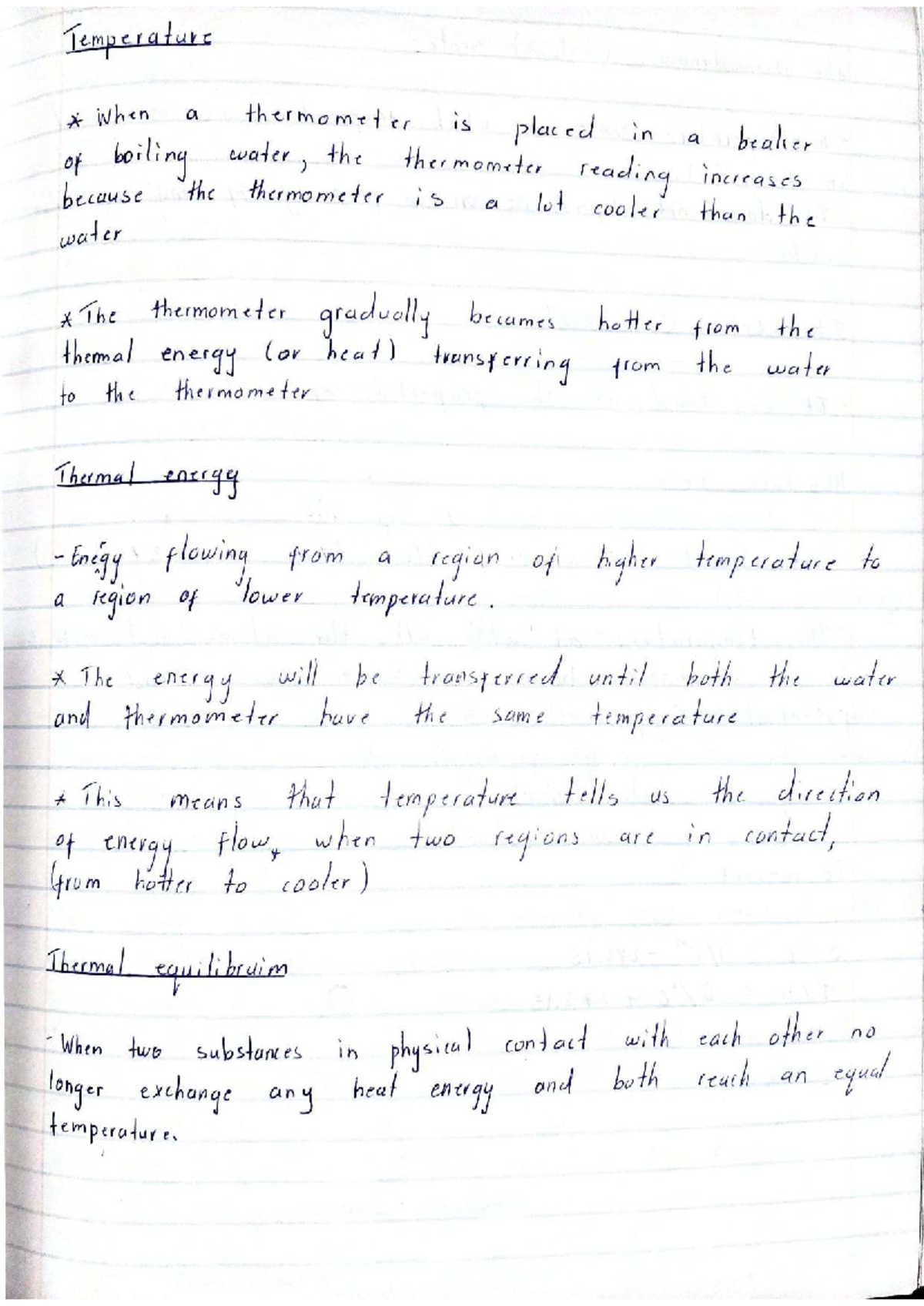 A Level Temperature Concepts and Thermal Energy Transfer - Studocu