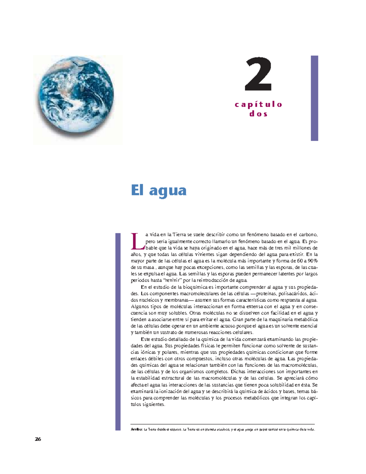 Capítulo 2: El Agua y su Importancia en la Vida en la Tierra - Studocu