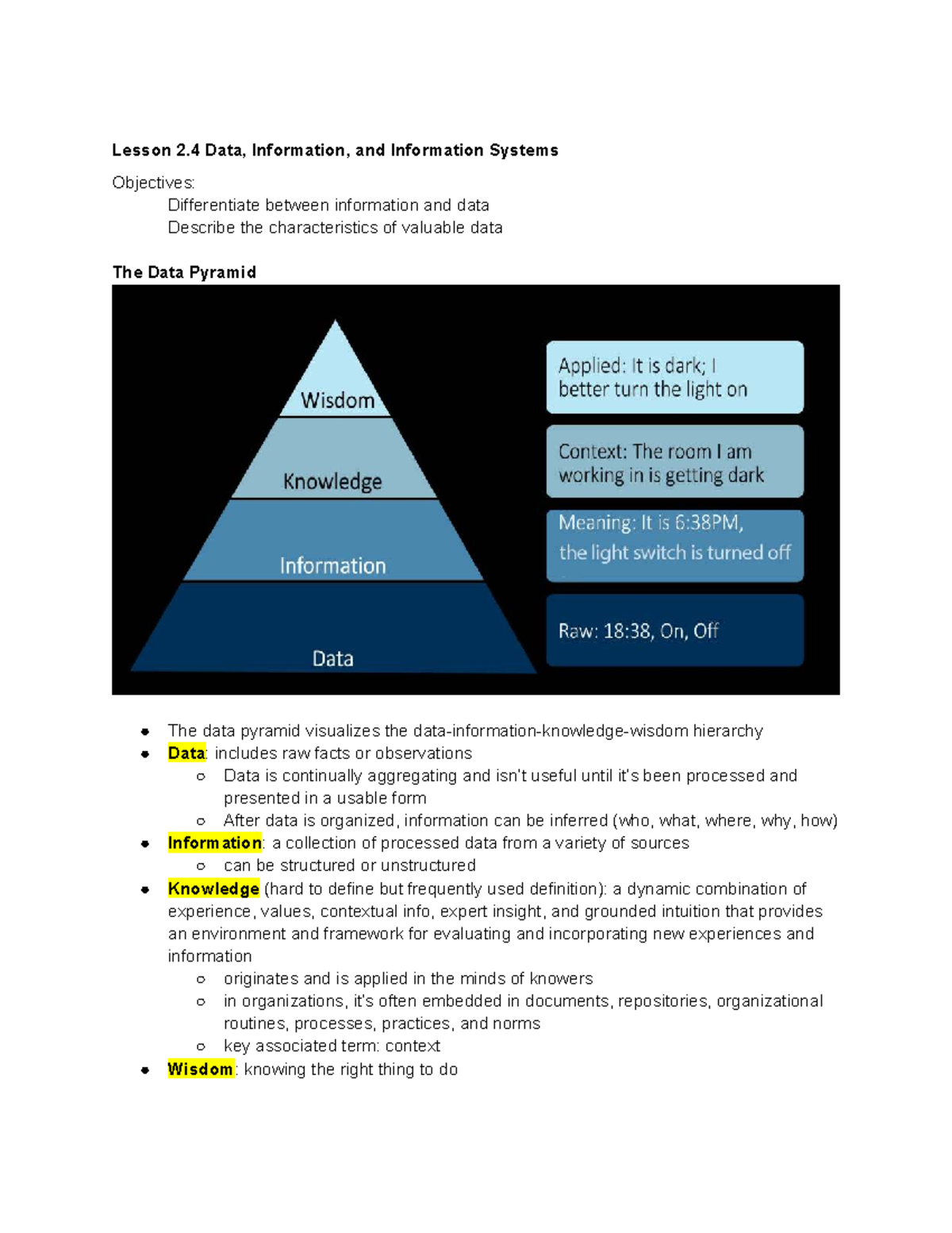 Lesson 2.4: Understanding Data, Information, and Information Systems ...