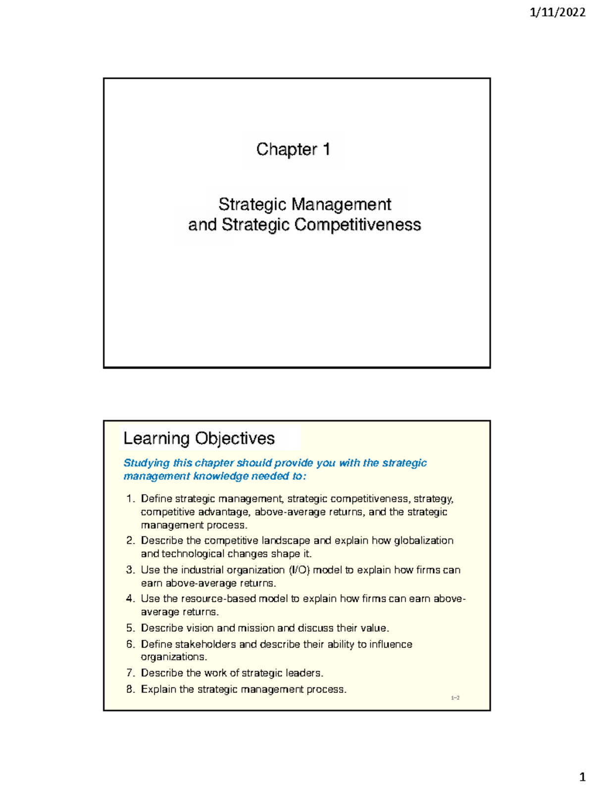 Chapter 1: Strategic Management & Competitiveness Overview - Studocu