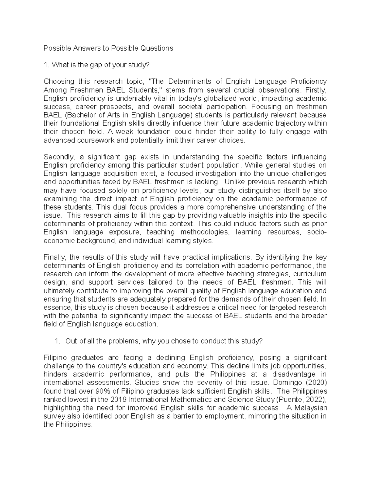 Document-4 - Documents - Possible Answers to Possible Questions What is ...