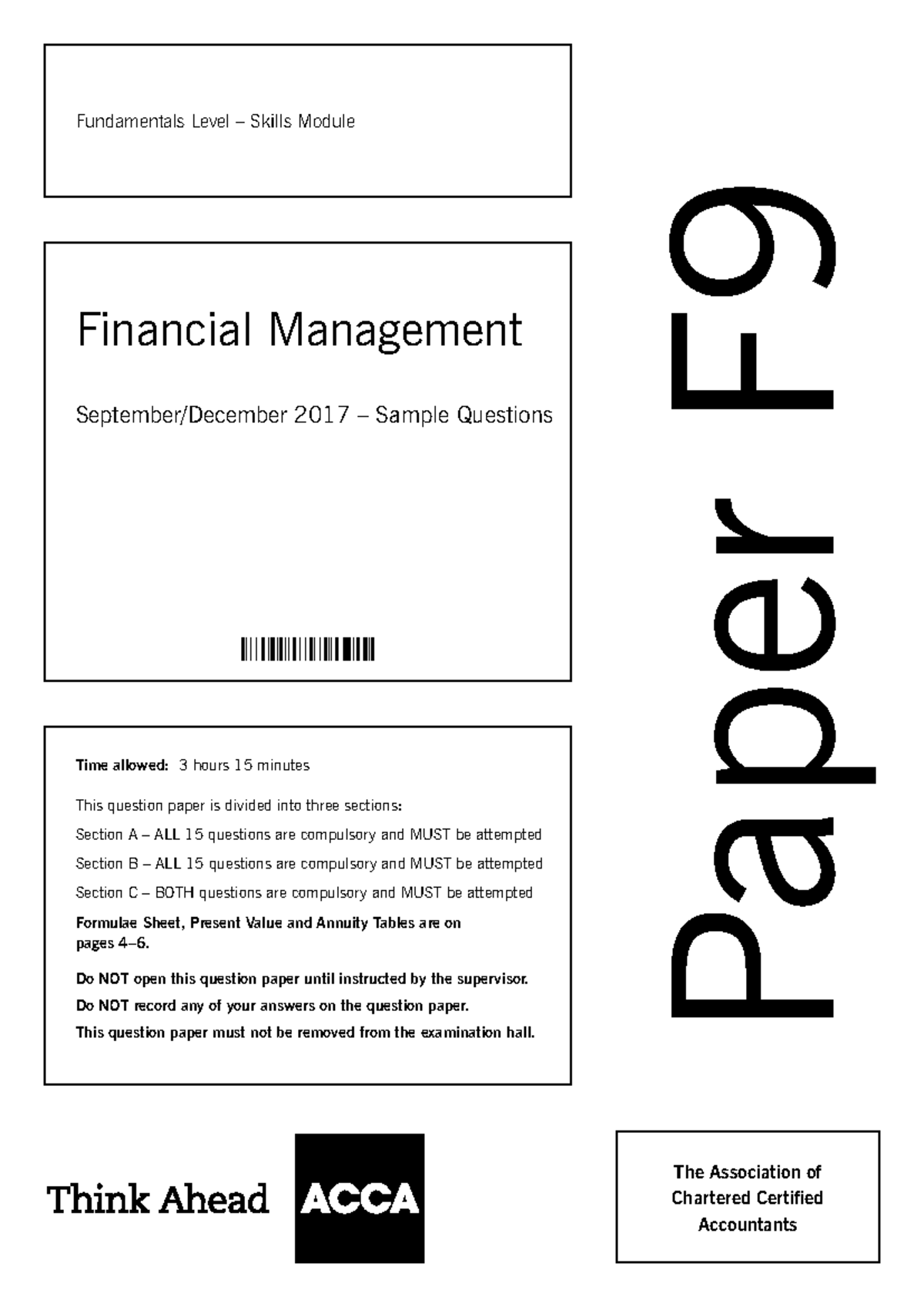 Financial Management Exam Paper - September/December 2017 - Studocu