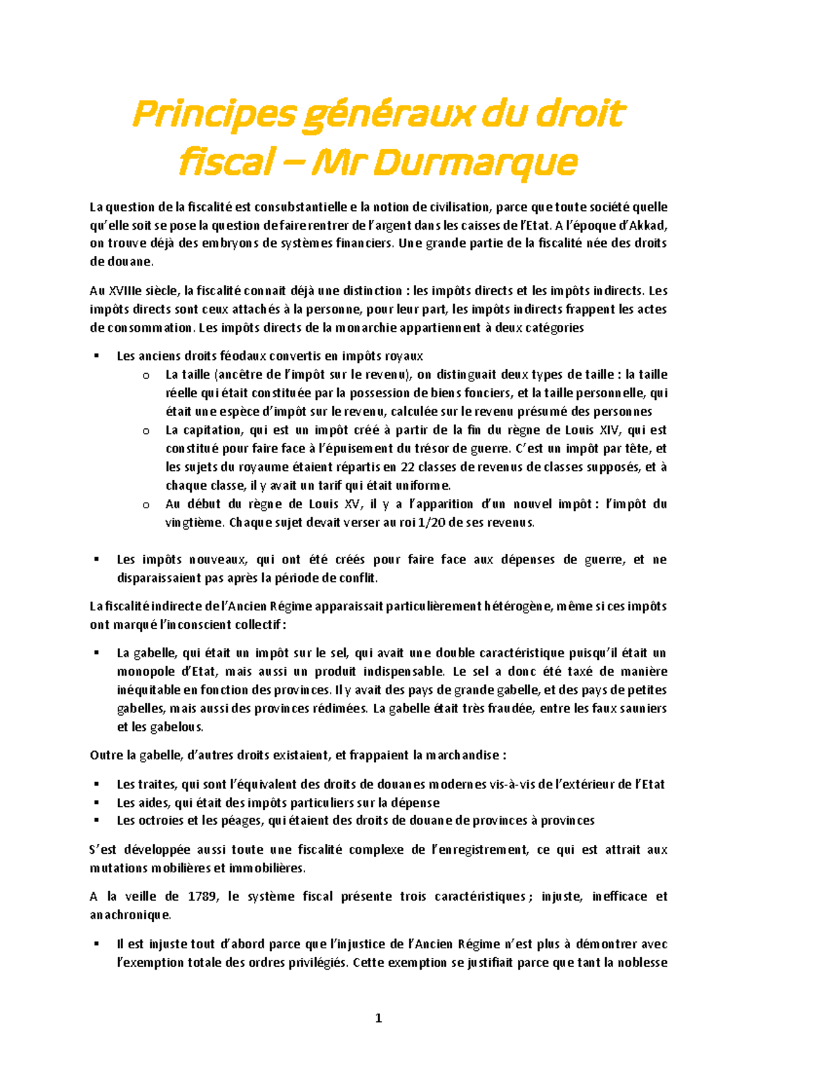 Principes Généraux du Droit Fiscal - Cours Droit Fiscal L2 - Studocu